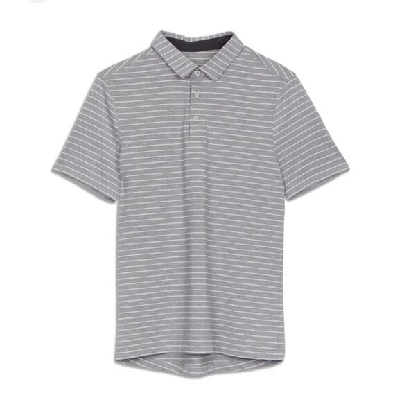 Lululemon Chip Shot Polo Striped Grey Sz L - Picture 1 of 7